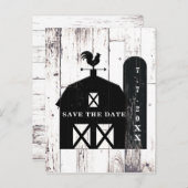 Schwarzer Stall Weißholz Rustikale Hochzeit retten Ankündigungspostkarte (Vorne/Hinten)