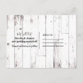 Schwarzer Stall Weißholz Rustikale Hochzeit retten Ankündigungspostkarte (Rückseite)