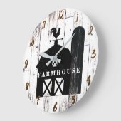 Schwarzer Stall Weißholz Rustikaler Bauernhof Land Große Wanduhr (Winkel)