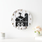 Schwarzer Stall Weißholz Rustikaler Bauernhof Land Große Wanduhr (Zuhause)