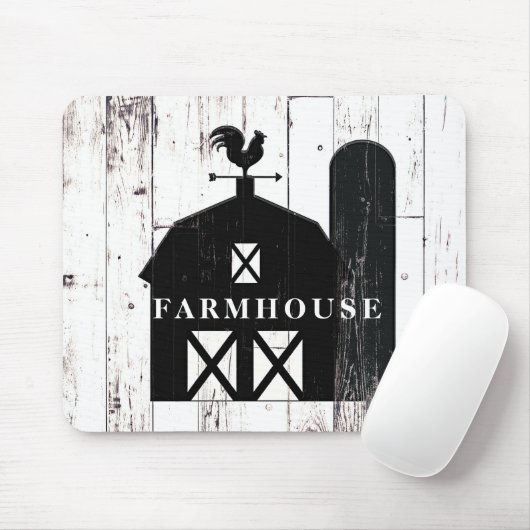 Schwarzer Stall Weißholz Rustikaler Bauernhof Land Mousepad (Mit Mouse)