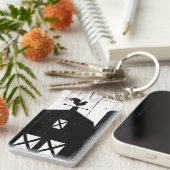 Schwarzer Stall Weißholz Rustikaler Bauernhof Land Schlüsselanhänger (Vorderseite rechts)