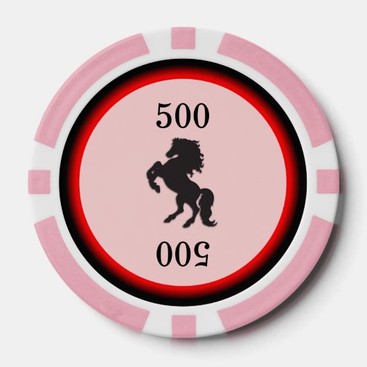 Schwarzer Stallion auf rosa Pokerchips (Vorderseite)