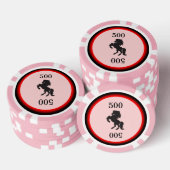 Schwarzer Stallion auf rosa Pokerchips (Stapel)