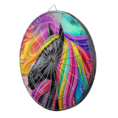 Schwarzer Stallion farbiger Mane Dartscheibe (Vorderseite rechts)