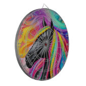 Schwarzer Stallion farbiger Mane Dartscheibe (Vorderseite Links)