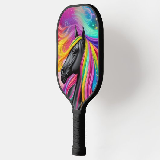 Schwarzer Stallion farbiger Mane Pickleball Schläger (Links)