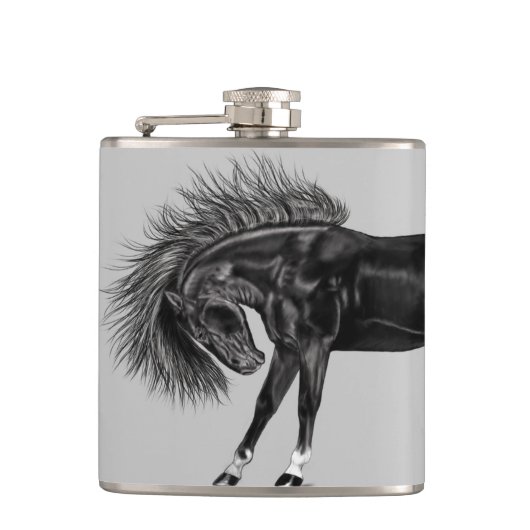 Schwarzer Stallion Flachmann (Vorderseite)