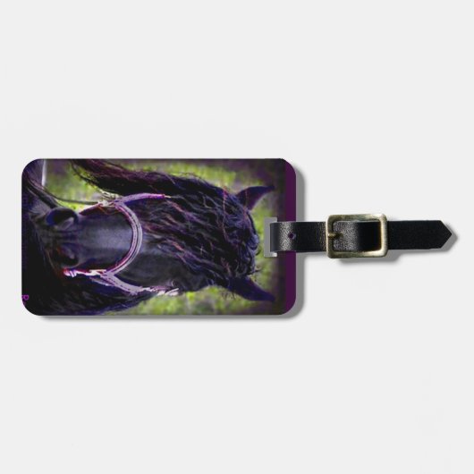 Schwarzer Stallion Gepäckanhänger (Vorderseite horizontal)