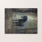 Schwarzer Stallion im Wald Puzzle (Horizontal)