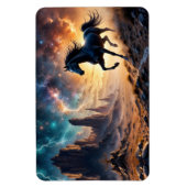 Schwarzer Stallion in der Wüstennebel leuchten Ste Magnet (Vertikal)