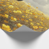 Schwarzer Stallion mit gelben Wildblumen Decoupage Geschenkpapier (Ecke)