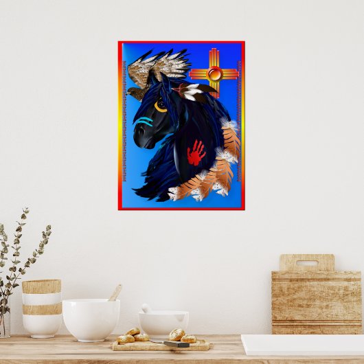 Schwarzer Stallion Morgenplakat Poster (Küche)