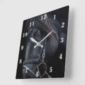 Schwarzer Stallion Quadratische Wanduhr (Winkel)