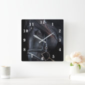 Schwarzer Stallion Quadratische Wanduhr (Zuhause)