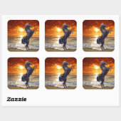 Schwarzer Stallion Quadratischer Aufkleber (Blatt)