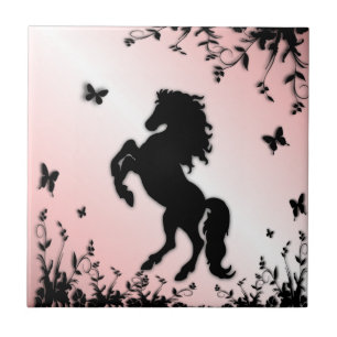 Schwarzer Stallion rosa züchten Fliese