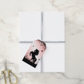 Schwarzer Stallion rosa züchten Geschenkanhänger (Mit Garn)