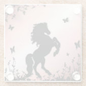 Schwarzer Stallion rosa züchten Glasuntersetzer (Rückseite)