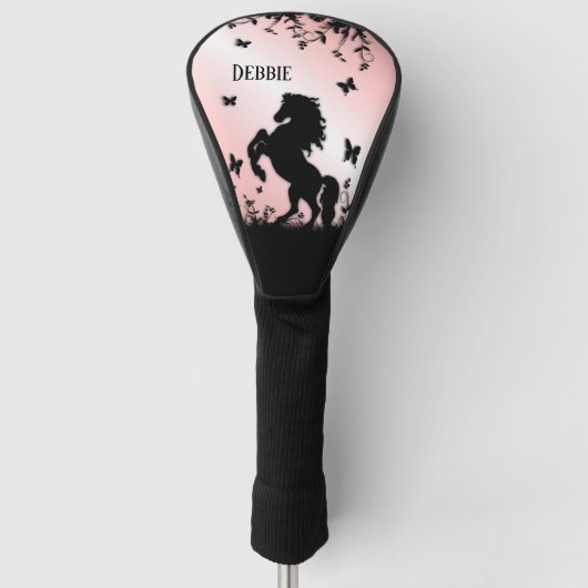 Schwarzer Stallion rosa züchten Golf Headcover (Vorderseite)