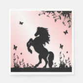 Schwarzer Stallion rosa züchten Serviette (Vorderseite)