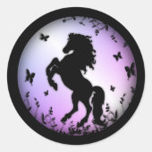 Schwarzer Stallion Runder Aufkleber (Vorderseite)