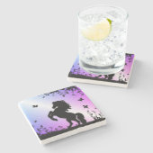 Schwarzer Stallion Steinuntersetzer (Seitenansicht)