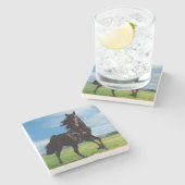Schwarzer Stallion Steinuntersetzer (Seitenansicht)