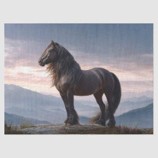 Schwarzer Stallion Wilder Horse Mountain Top Decou Seidenpapier