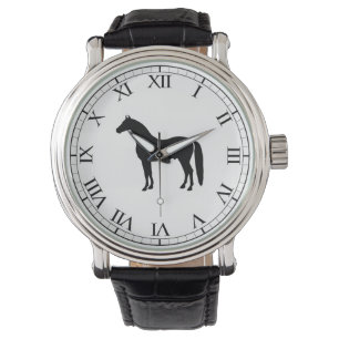 Schwarzer Stallions-elegantes Armbanduhr