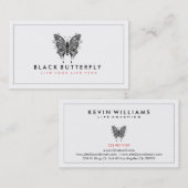 Schwarzer Stamm-Schmetterling mit weißem Hintergru Visitenkarte (Vorne/Hinten)