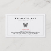 Schwarzer Stamm-Schmetterling mit weißem Hintergru Visitenkarte (Rückseite)