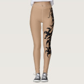 Schwarzer Stammdrache Tattoo in Hautfarbe Leggings (Vorderseite)