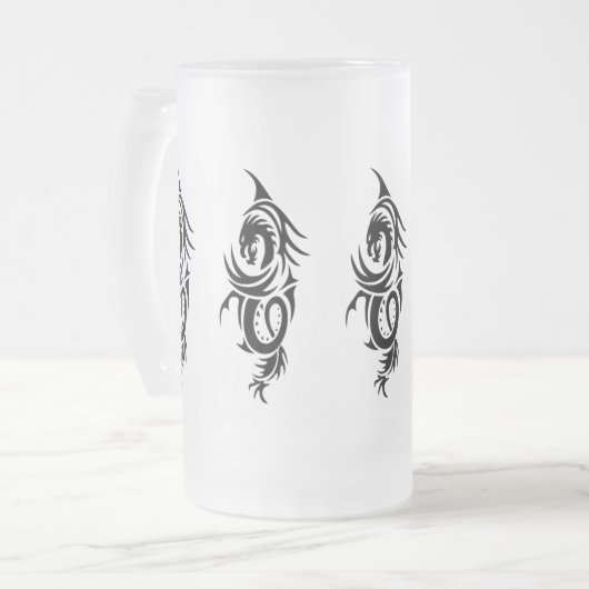 Schwarzer Stammes- Drache Mattglas Bierglas (Vorderseite Links)