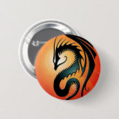 Schwarzer Stammes- Drache, rot Button (Vorne & Hinten)