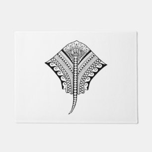 Schwarzer Stammes- Stingray-Mantarochen Fußmatte