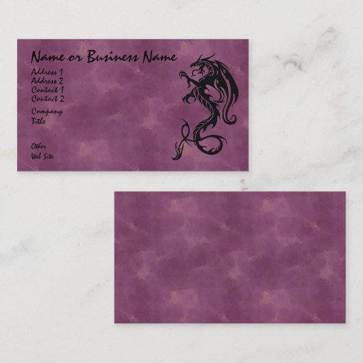 Schwarzer Stammesdrache auf der roten Visitenkarte (Vorne/Hinten)