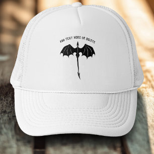 Schwarzer Stammesflug-Drache Fantasy Weiß Truckerkappe