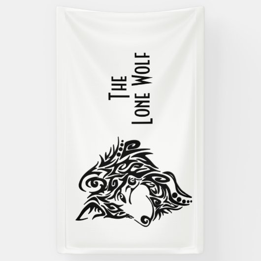 Schwarzer StammWolf Benutzerdefinierter Text Banner (Vertikal)