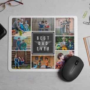 Schwarzer Star Bester Vater je Foto Collage Mousepad