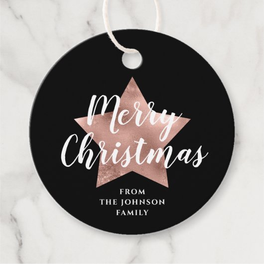 Schwarzer Star Frohe Weihnachten Geschenkanhänger (Vorderseite)