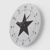 Schwarzer Star, Grau und Weiß Große Wanduhr (Winkel)