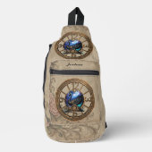 Schwarzer Steampunk mit Uhren und Gängen. Crossbody Bag (Vorderseite)