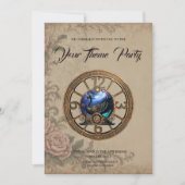 Schwarzer Steampunk mit Uhren und Gängen. Einladung (Vorderseite)