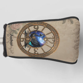 Schwarzer Steampunk mit Uhren und Gängen. Golf Headcover