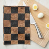 SCHWARZER STEIN DES MARMOR-SQUARE1 U. BROWNS KÜCHENTUCH (Viertel Falte)