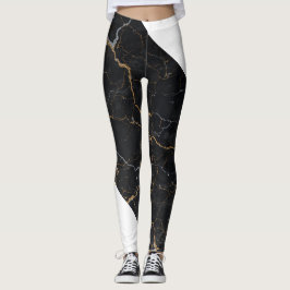 Schwarzer Stein mit goldenen und silbernen Venen Leggings