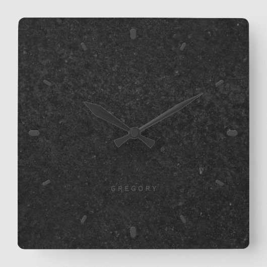 Schwarzer Stein Print Textur Hintergrund Quadratische Wanduhr (Vorderseite)
