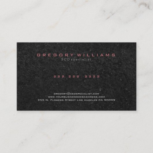 Schwarzer Stein Print Textur Hintergrund Visitenkarte (Vorderseite)