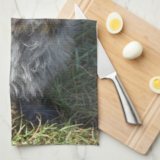 Schwarzer Steinhaufen Terrier Geschirrtuch (Viertel Falte)